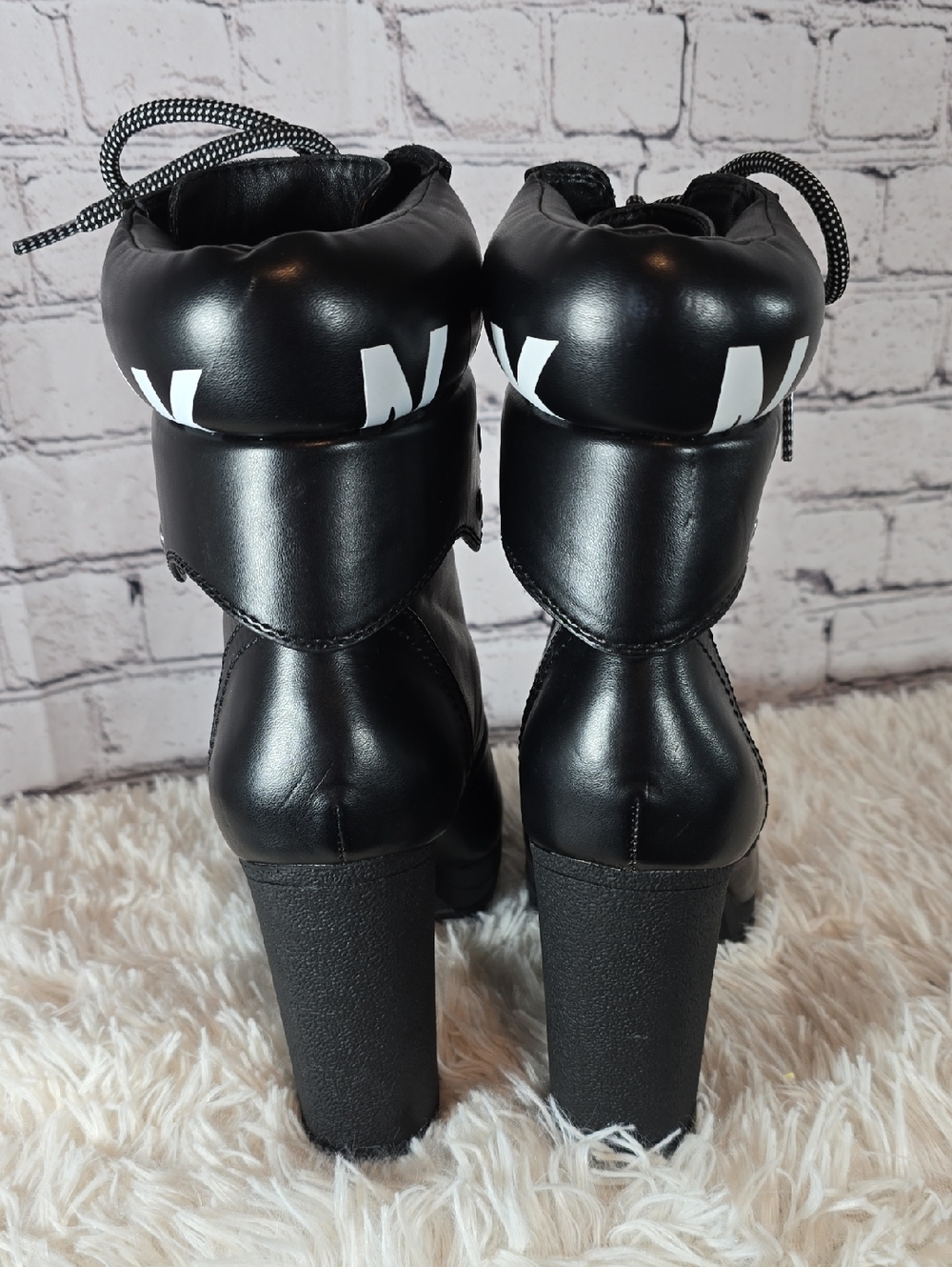 DKNY Black Lace-Up Heeled Boots Size 9 NWOT - Picture 4 of 13